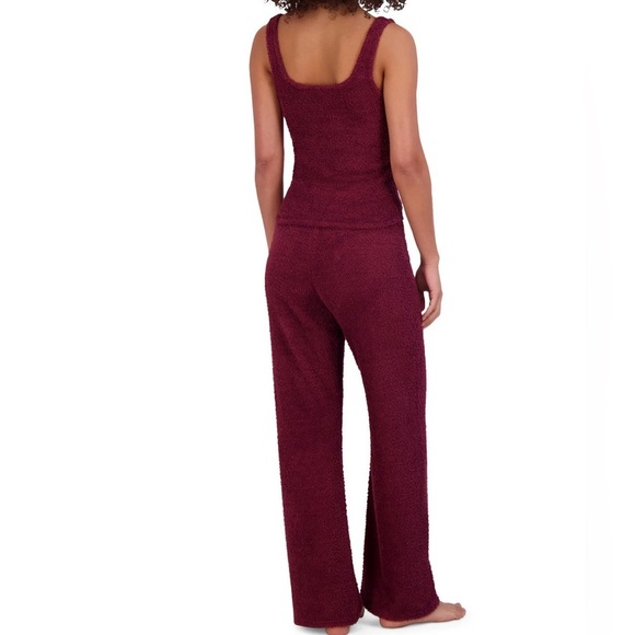 STEVE MADDEN Women's Scoop-Neck Chenille Sleep Tank Top Wide-Leg Sleep Pants - Picture 2 of 4